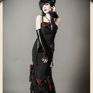 Gothic Heavy Red Roses and Rapture Couture Gown
